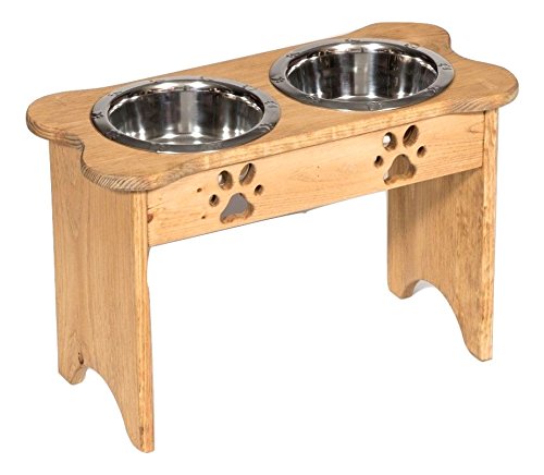 Saving Shepherd Bone Shaped Elevated Dog Pet Feeder Stainless Steel Bowls