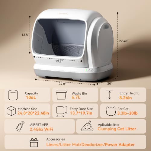 Meowant Large Space Automatic Litter Box for Multiple Cats
