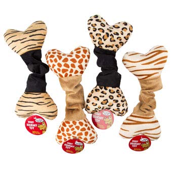 DollarItemDirect Dog Toy Plush Elastic Bone 10 inches with Squeaker 4 Assorted in PDQ, Case of 72