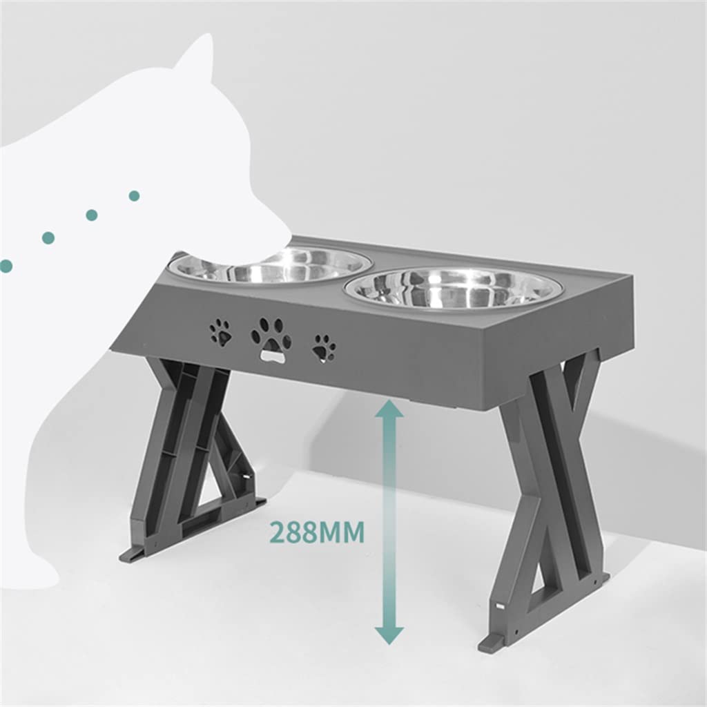 CVXSDFI Anti-Slip Elevated Dog Bowls Adjustable Height Pet Feeding Dish Feeder Stainless Steel Water Food Container