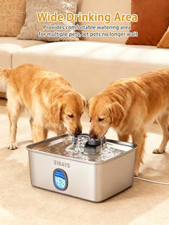 SIBAYS 4-Gallon Stainless Steel Dog Water Fountain with LED