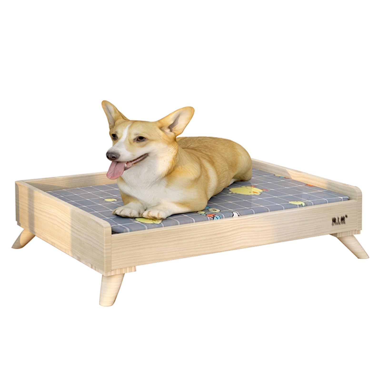 HOLGVE Wood Pet Bed, Dog Bed/cat Bed, Off The Ground Elevated Pet Bed, Usable in All Seasons Camp Bed, with Mattress Indoor Pet Bed(48.4x27.9x7in/123x71x18cm)