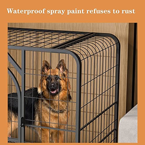 pet Crate Heavy-Duty Metal Wire Dog Cage, Easy to Install, Dog Crate Strong Metal Pet Kennel Playpen Large Dogs Cage with Lockable Wheels & Two Doors