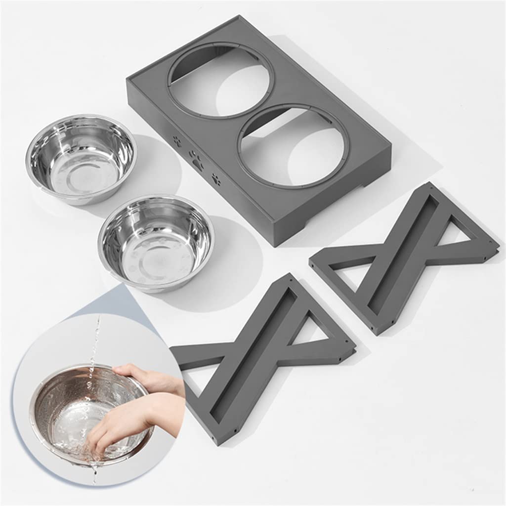 CVXSDFI Anti-Slip Elevated Dog Bowls Adjustable Height Pet Feeding Dish Feeder Stainless Steel Water Food Container