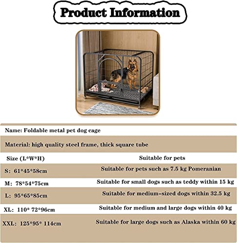 pet Crate Heavy-Duty Metal Wire Dog Cage, Easy to Install, Dog Crate Strong Metal Pet Kennel Playpen Large Dogs Cage with Lockable Wheels & Two Doors