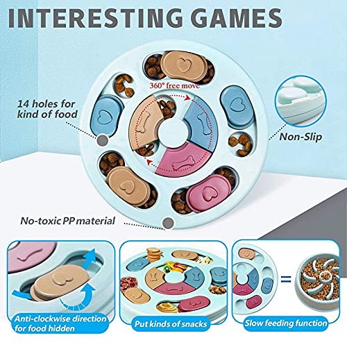 Dog Puzzle Toys Slow Feeder Interactive Increase Puppy IQ Food Dispenser Slowly Eating Nonslip Bowl Pet Cats Dogs Training Game (Yellow)