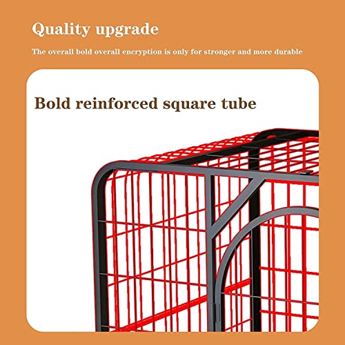 pet Crate Heavy-Duty Metal Wire Dog Cage, Easy to Install, Dog Crate Strong Metal Pet Kennel Playpen Large Dogs Cage with Lockable Wheels & Two Doors