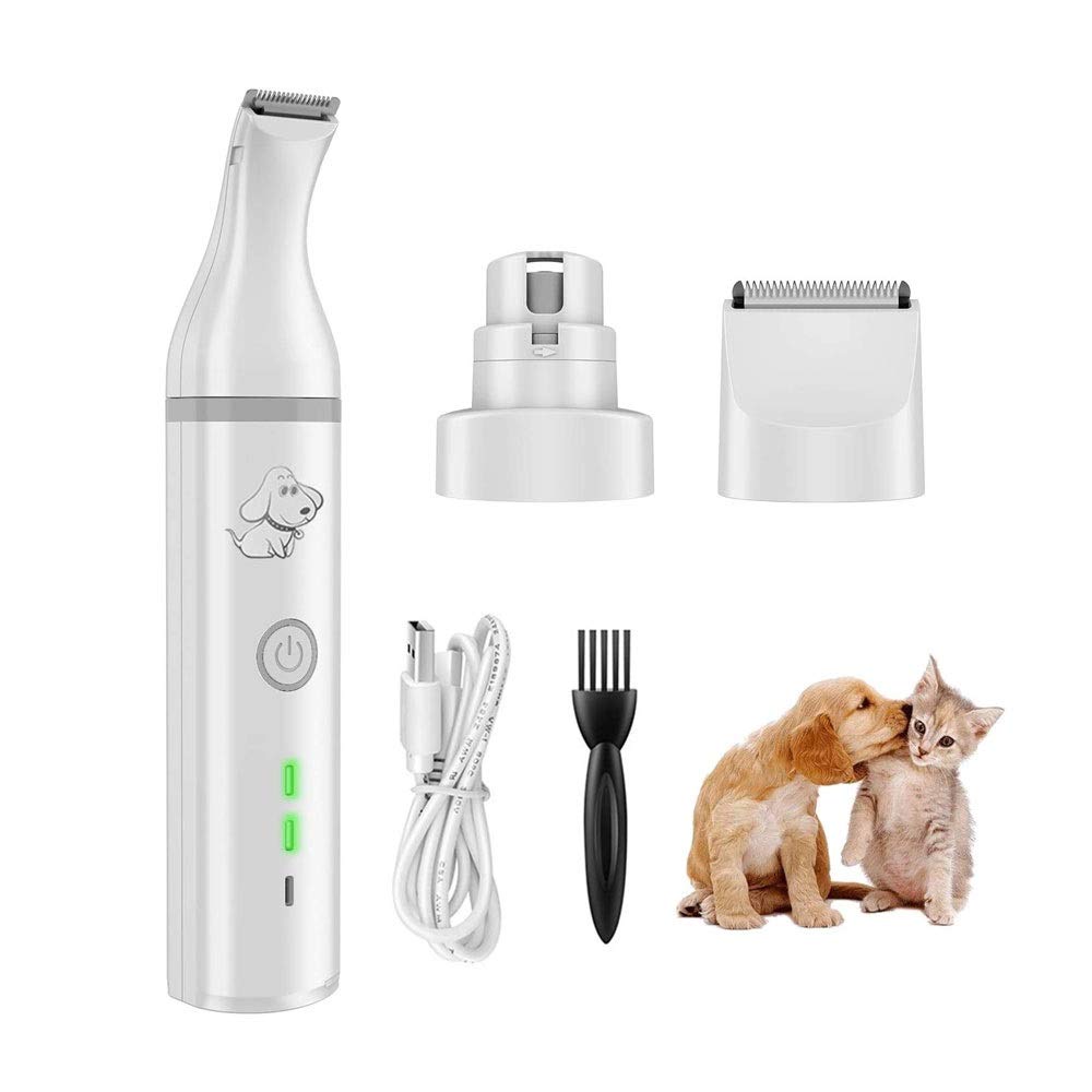 Dog Nail Grinder 3-in-1 Electric Rechargeable Pet Nail Trimmer Safetly Painless Paws Grooming Smoothing for Large Dogs Ultra Quiet Dog Nail Clippers