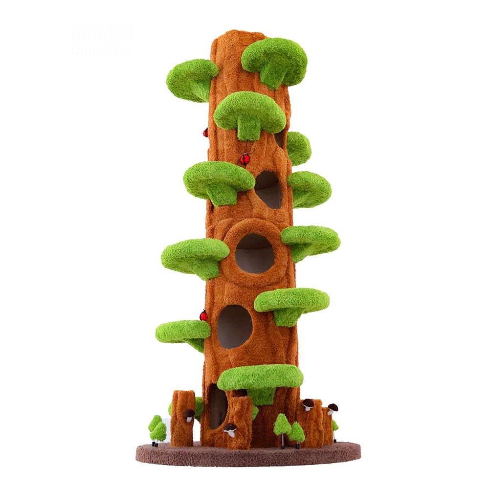 FURUIM2024M Cat Climbing Ultra High Cat Tree Indoor Tower Apartment with Grab Post Soft Mattress Bed