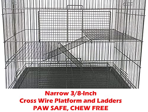 Mcage Three Size, 3 Level with Tight 3/8 Inch Bar Spacing Shelves Ladders for Guinea Pig Ferret Chinchilla Sugar Glider Rats Mice Gerbil Animal Cage