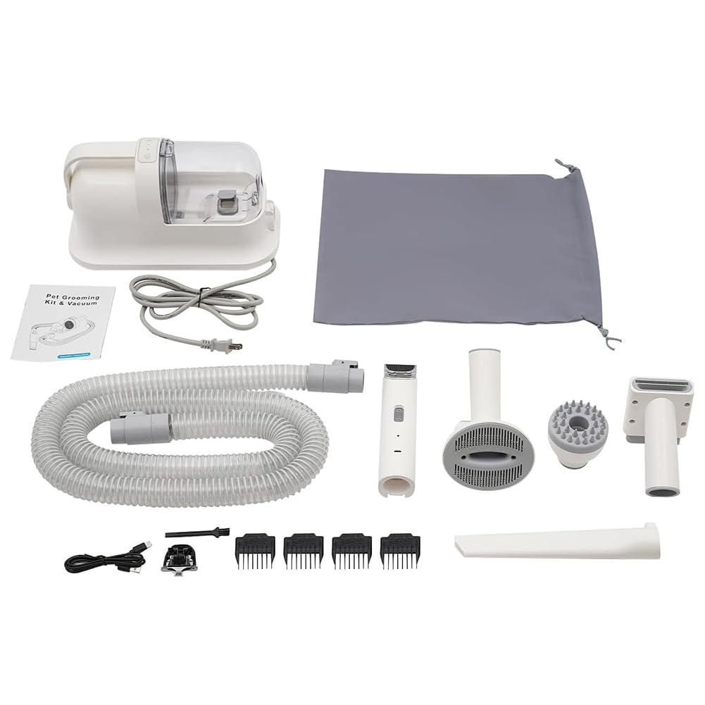 Dog Grooming Kit, Dog Grooming Vacuum with 5 Shedding Grooming Tools, 11800Pa Powerful Suction and Low Noise, 1.4 Liter Dust Cup for Dogs Cats Animals, Shedding Pet Hair, Home Cleaning