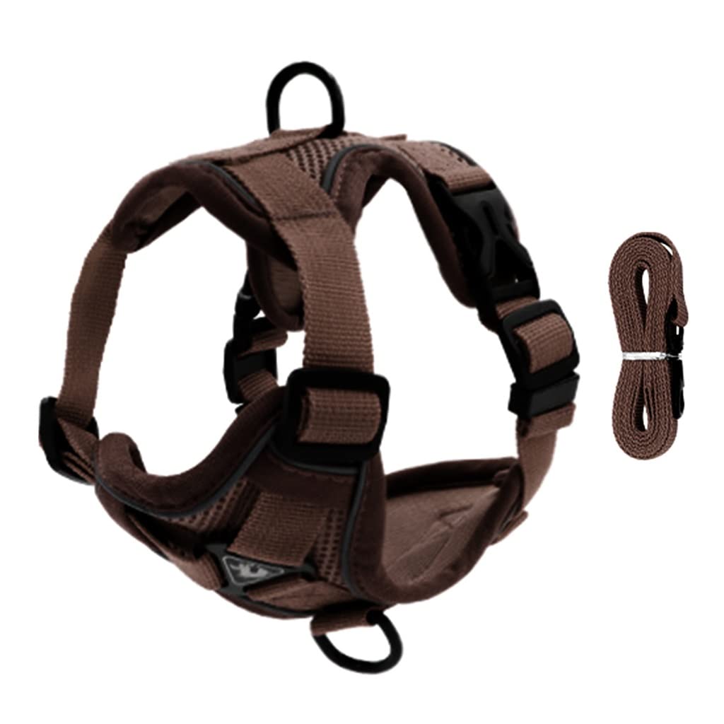 Pet Reflective Nylon Dog Harness Without Tension Adjustable Dog Vest for Safe Traction Walking and Running (E L)