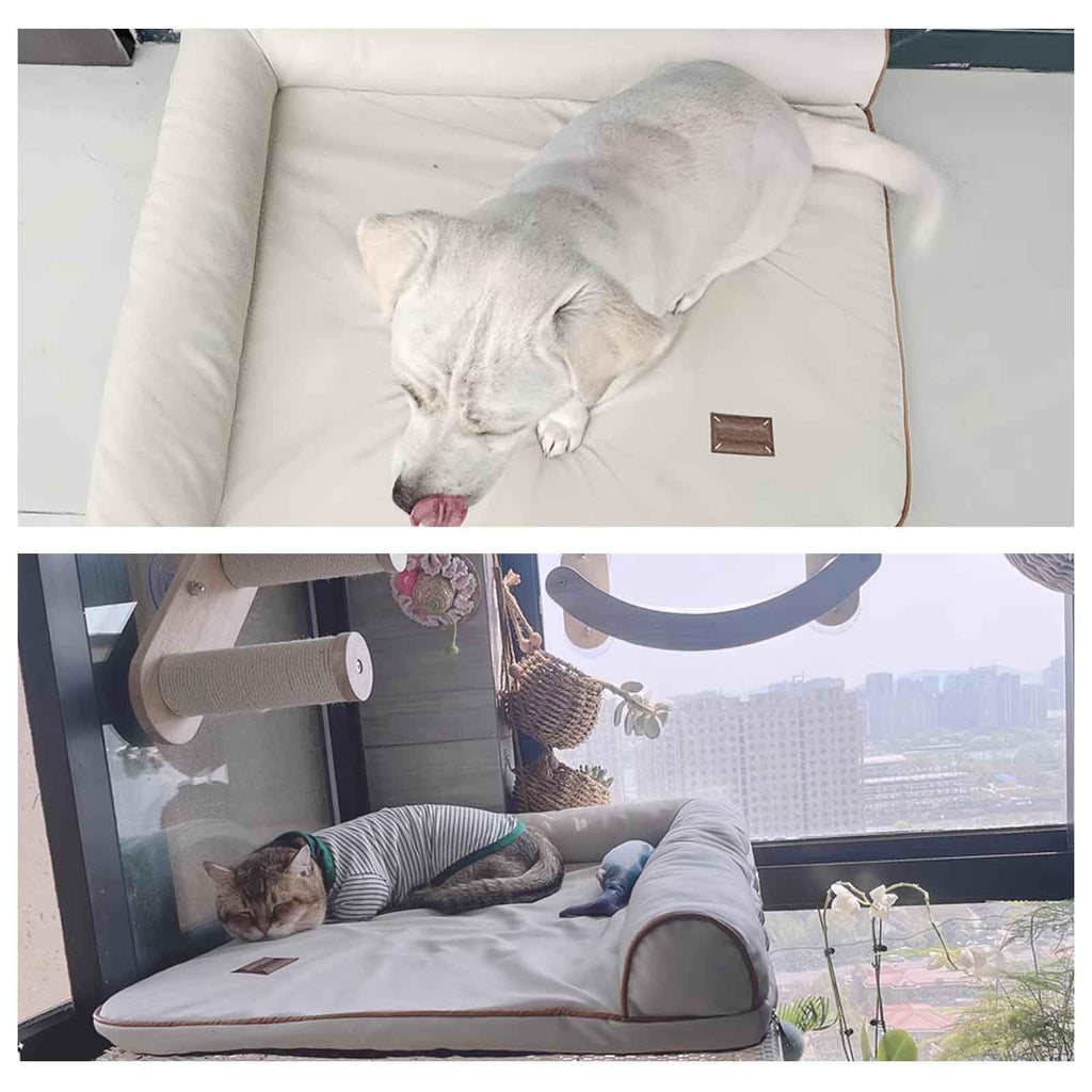 PJDDP L-Shaped Dogs Beds, Cat Sofa Bed, Watertight Dog Mat with Removable Covers, Pet Bolster Mat for Couch, Calming Dog Beds for Small to Large Dogs