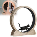 MAYKEA Wooden Mute Cat Exercise Wheel Treadmill, for Cats of All Stages, Indoor Cat Scratch Board Pet Furniture Grab Crawling Shelf, Cat Fitness Weight Loss Toys,XL