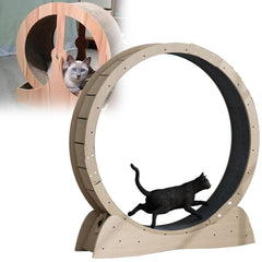 MAYKEA Wooden Cat Exercise Wheel with Scratching Surface