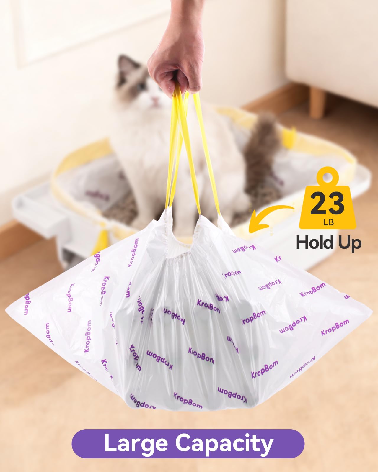 Automatic Cat Litter Box Liners Compatible with PetPivot AutoScooper 11/12 and Similar Open Top Self Cleaning Litter Box, Heavy Duty Cat Litter Bags Liners with Drawstring, 25.19" x 11.8"