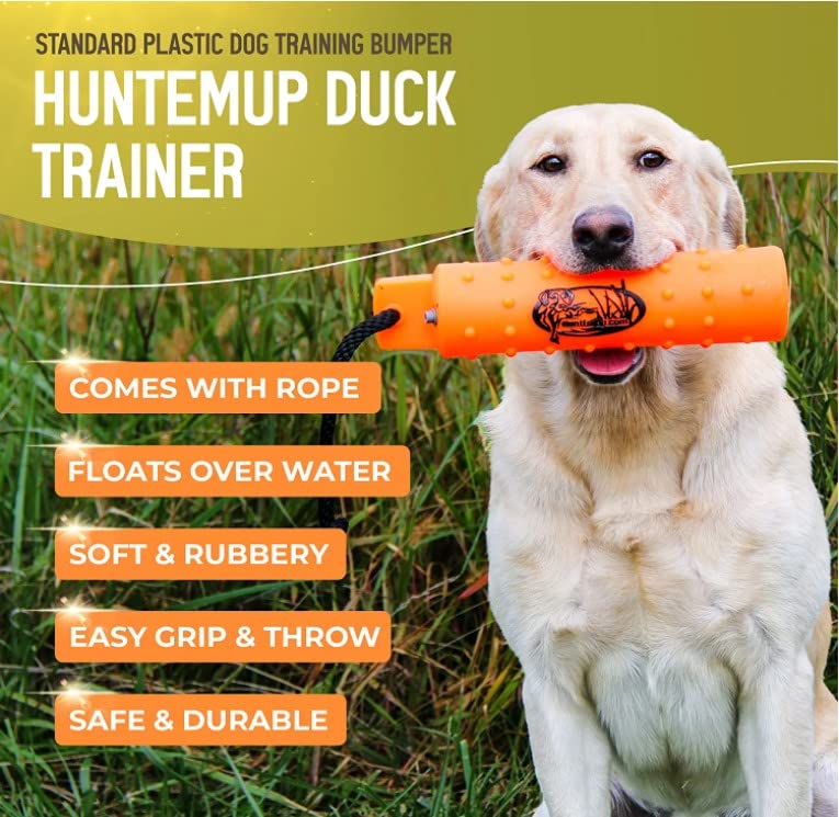 HuntEmUp Dog Training Kit - (6 pack) 2 inch Training Bumper with Throw Rope - White with Bumper Mesh Bumper Bird Bag Dog Training Dummy Bumper Storage Bag and whistle & lanyard combo and braided leash