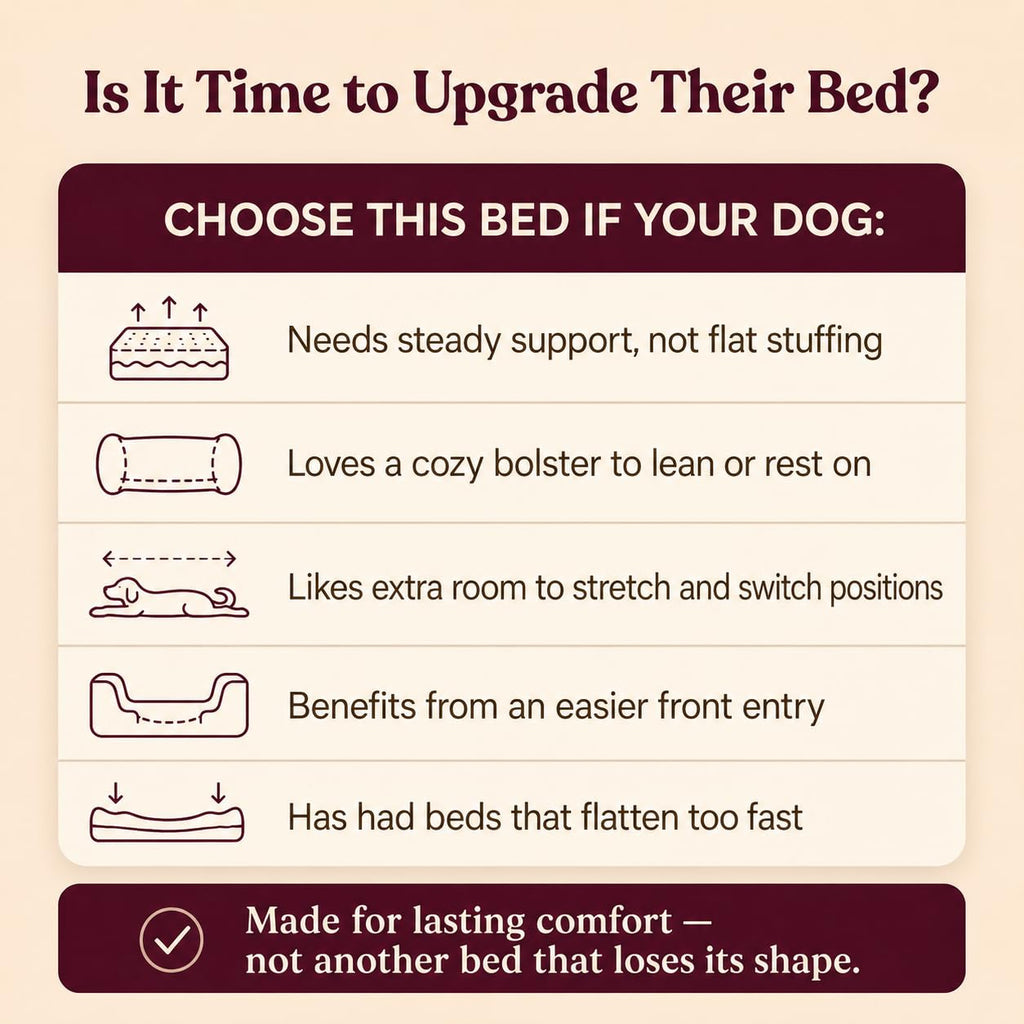 Orthopedic Dog Bed for Dogs, Puppies&Cats - Fluffy Comfort Pet Bed w/Memory Foam, Dog Pillow, Non-Slip Bottom&Durable Zipper. Cooling Crate Pad w/Chew Proof, Washable&Waterproof Cover
