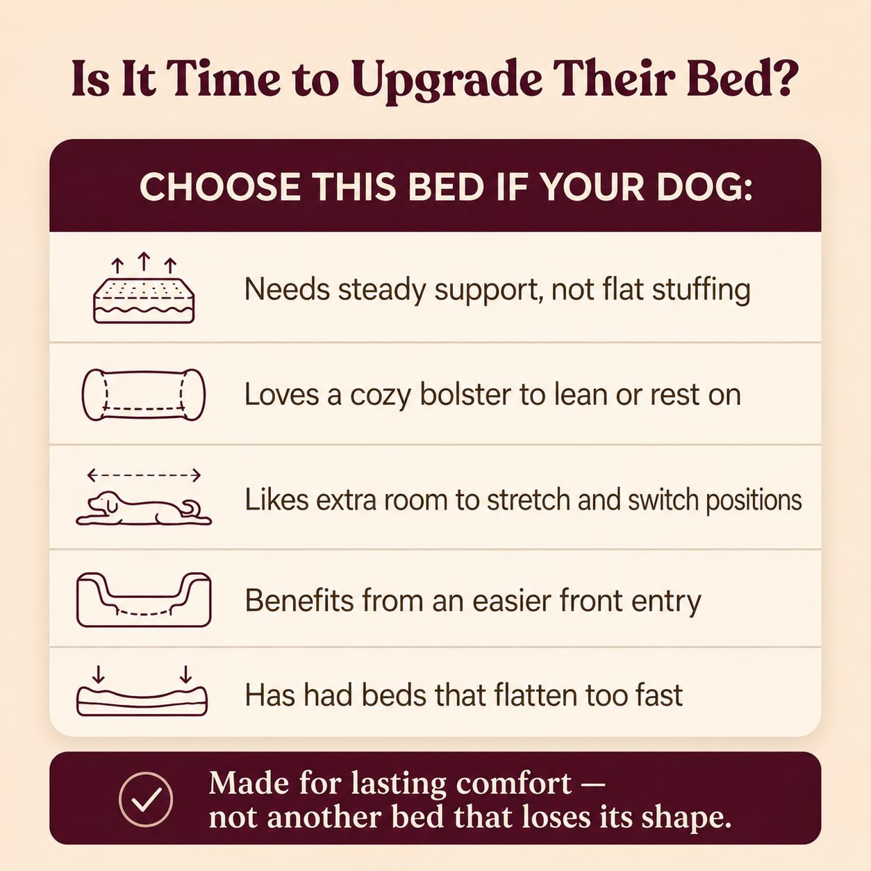 Orthopedic Dog Bed for Dogs, Puppies&Cats - Fluffy Comfort Pet Bed w/Memory Foam, Dog Pillow, Non-Slip Bottom&Durable Zipper. Cooling Crate Pad w/Chew Proof, Washable&Waterproof Cover