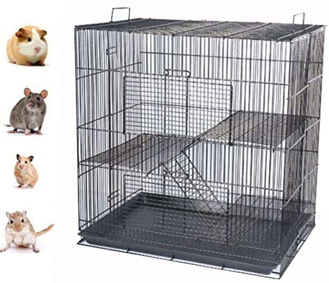 Mcage Three Size, 3 Level with Tight 3/8 Inch Bar Spacing Shelves Ladders for Guinea Pig Ferret Chinchilla Sugar Glider Rats Mice Gerbil Animal Cage