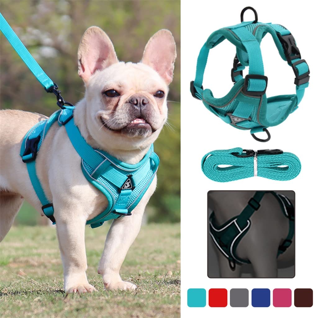 Pet Reflective Nylon Dog Harness Without Tension Adjustable Dog Vest for Safe Traction Walking and Running (E L)