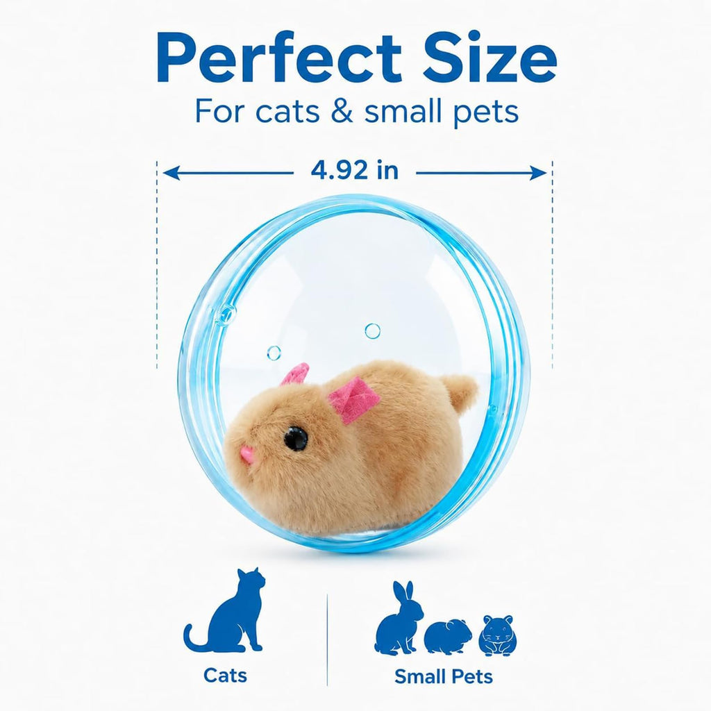 2026 New Self-Rolling Interactive Cat Ball,Realistic Animal Automatic Moving Toy,360° Spin Chasing Ball with Plush Animal Inside,Fun Indoor Interactive Pet Balls for Cats & Dogs(No Battery)(1)