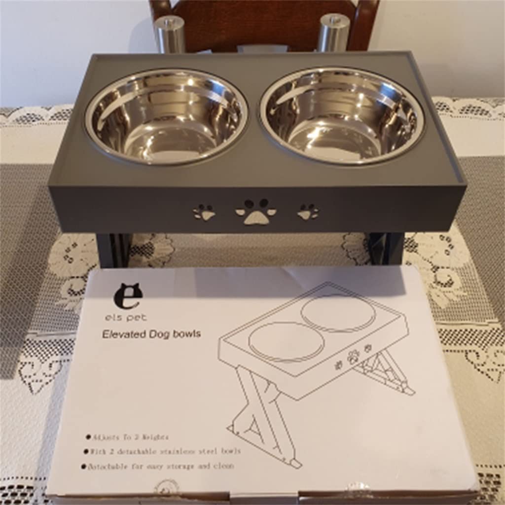 CVXSDFI Anti-Slip Elevated Dog Bowls Adjustable Height Pet Feeding Dish Feeder Stainless Steel Water Food Container