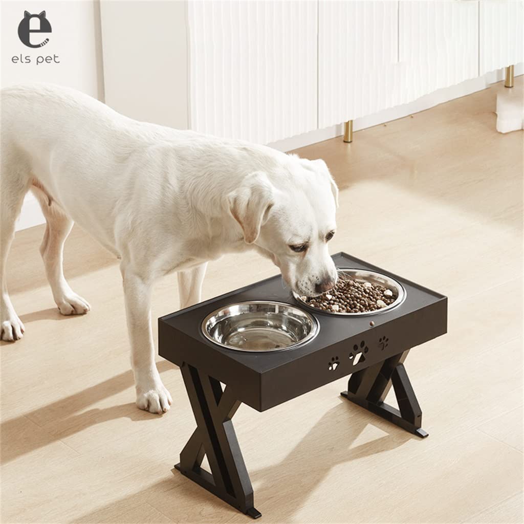 CVXSDFI Anti-Slip Elevated Dog Bowls Adjustable Height Pet Feeding Dish Feeder Stainless Steel Water Food Container