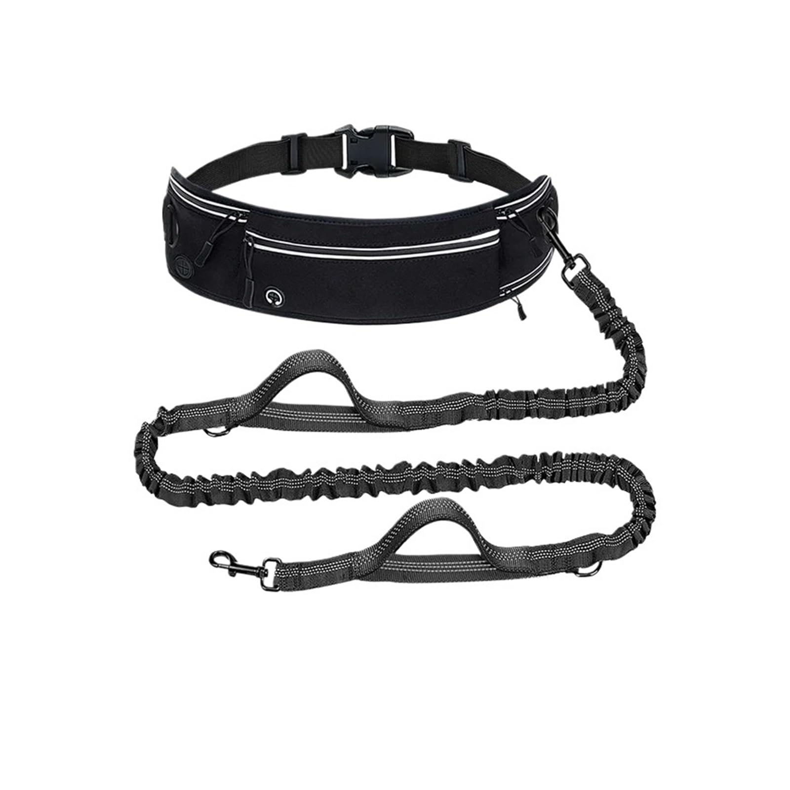 Waist Running Leash with Zipper Dog Hands Free Dogs Walking Pouch Compatible for Dual Padded Handles