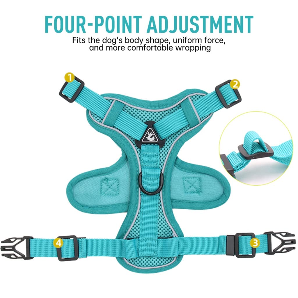 Pet Reflective Nylon Dog Harness Without Tension Adjustable Dog Vest for Safe Traction Walking and Running (E L)