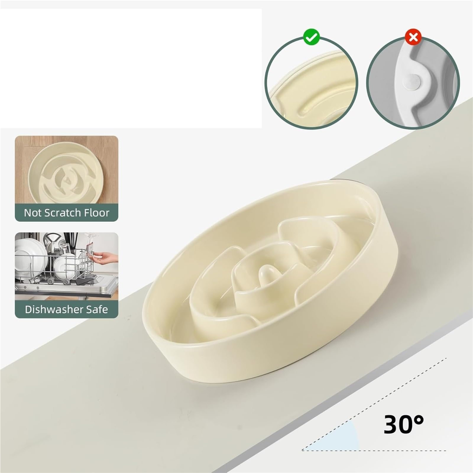 Ceramic Slow Feeder with Wood Stand