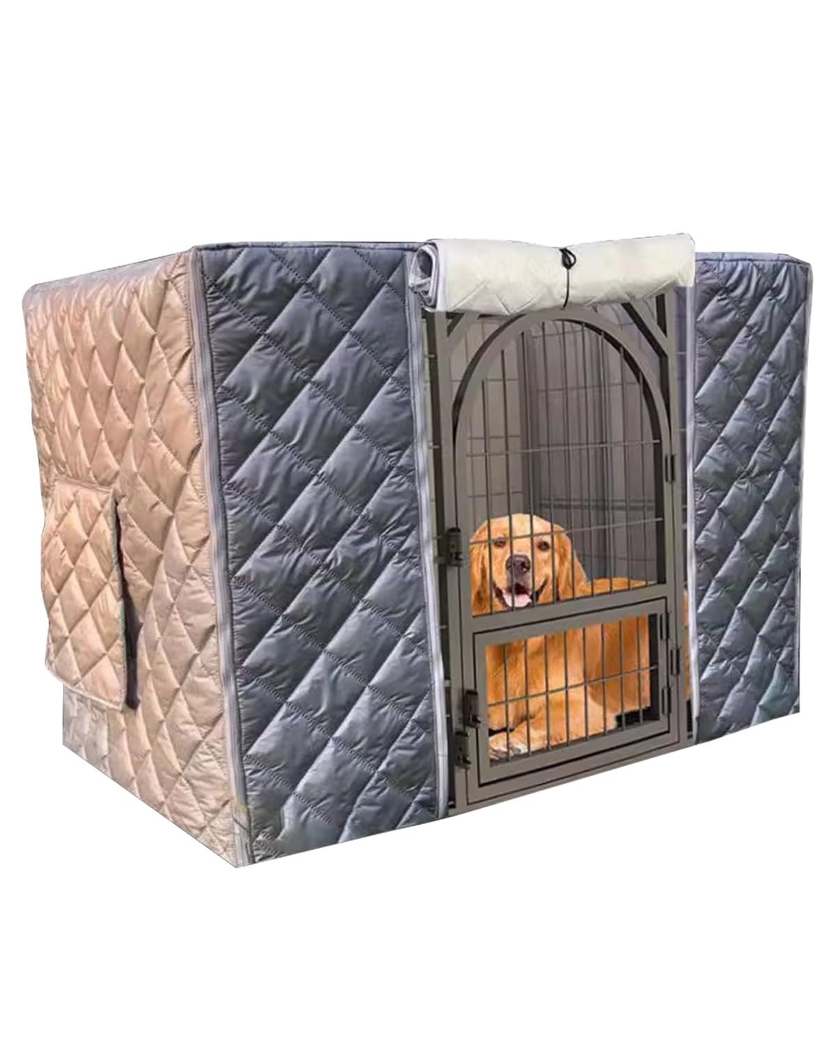 Winter Dog Crate Cover, Insulated & Breathable Outdoor Kennel Blanket for 24"-48" Crates, Custom Size (48x30x33in), Keeps Pets Warm & Private