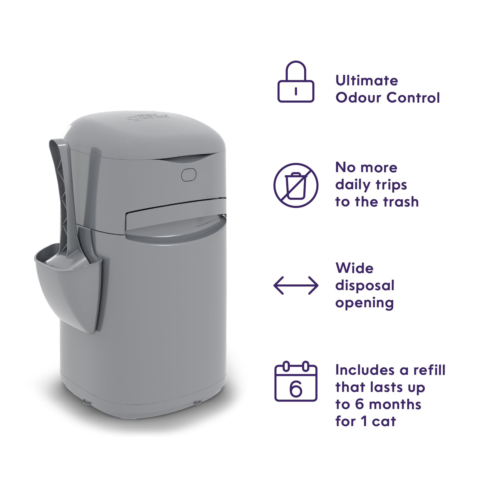 Litter Genie Easy Roll Pail Cat Litter Box Waste Disposal System