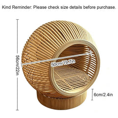 Handwoven Rattan Cat Cave Bed for Indoor Cats