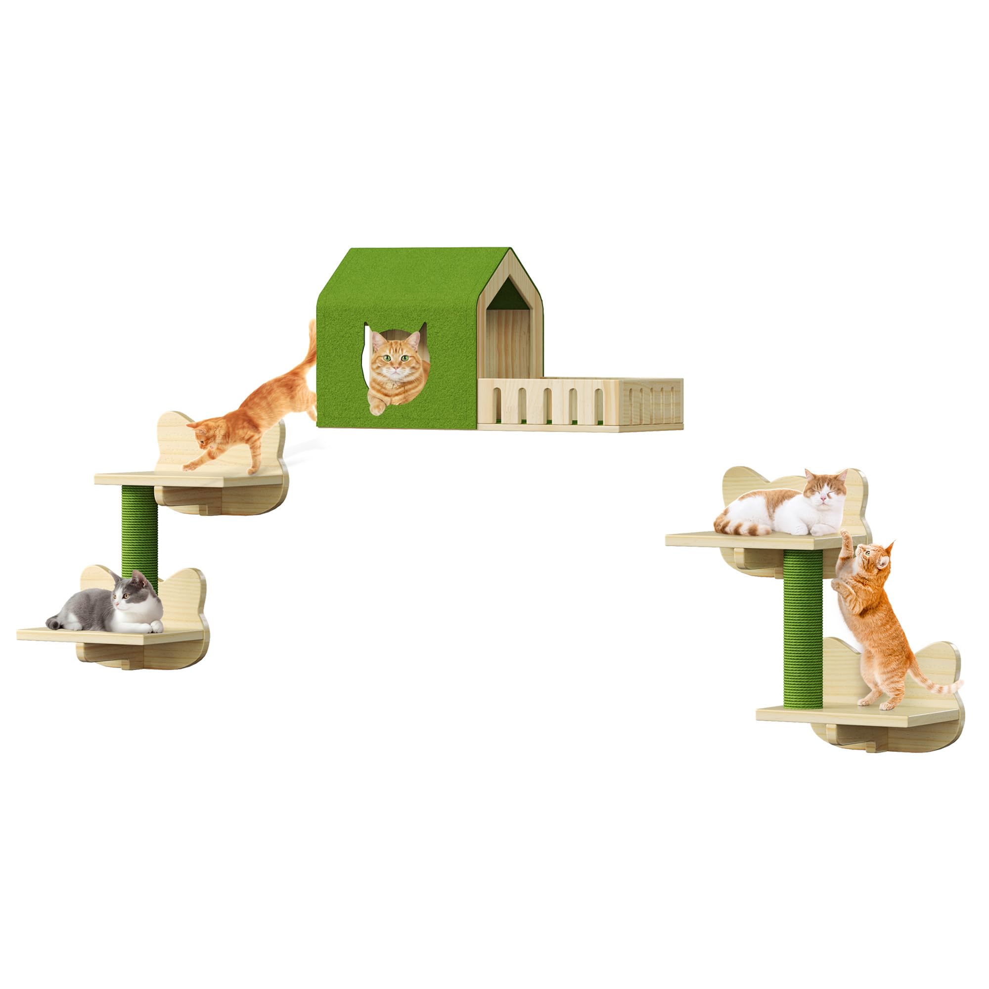 DWVO Cat Wall Shelves and Perches for Wall, Wooden Wall-Mounted Cat Furniture