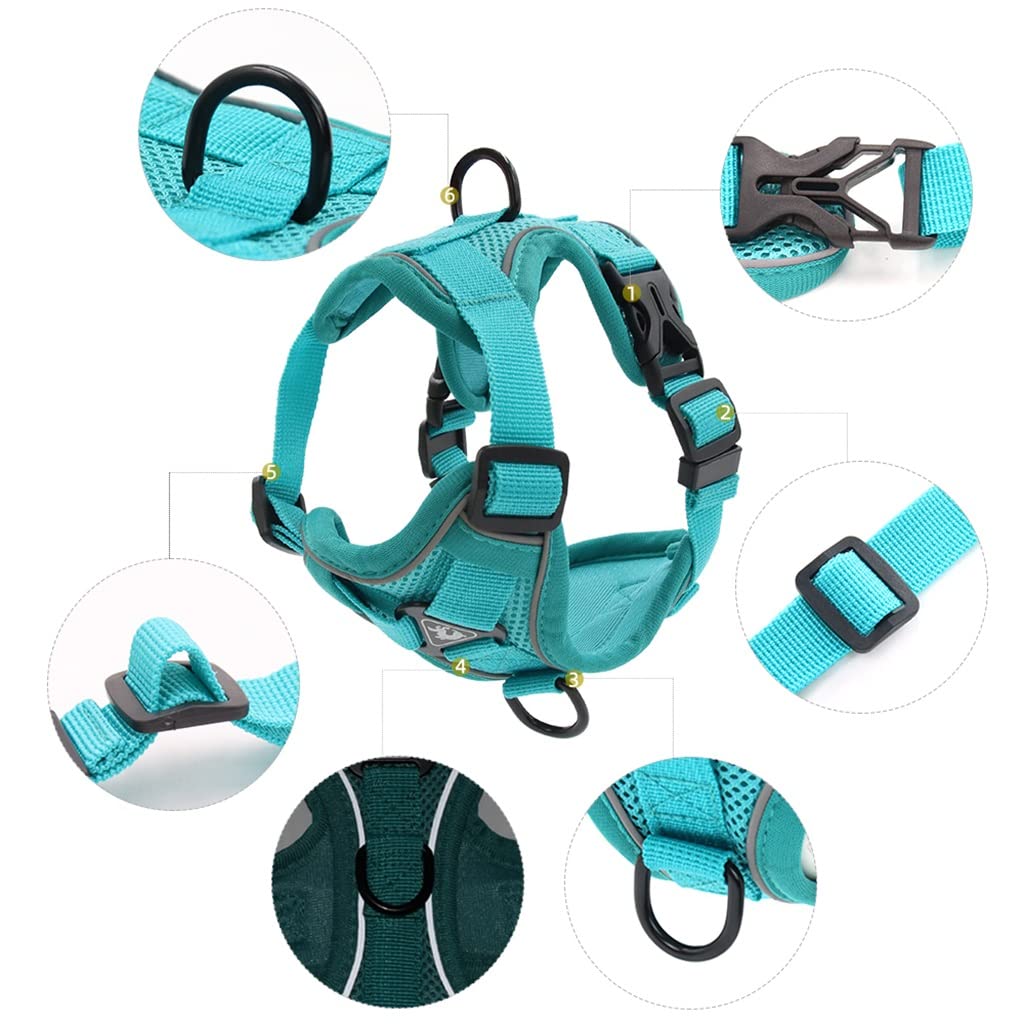 Pet Reflective Nylon Dog Harness Without Tension Adjustable Dog Vest for Safe Traction Walking and Running (E L)
