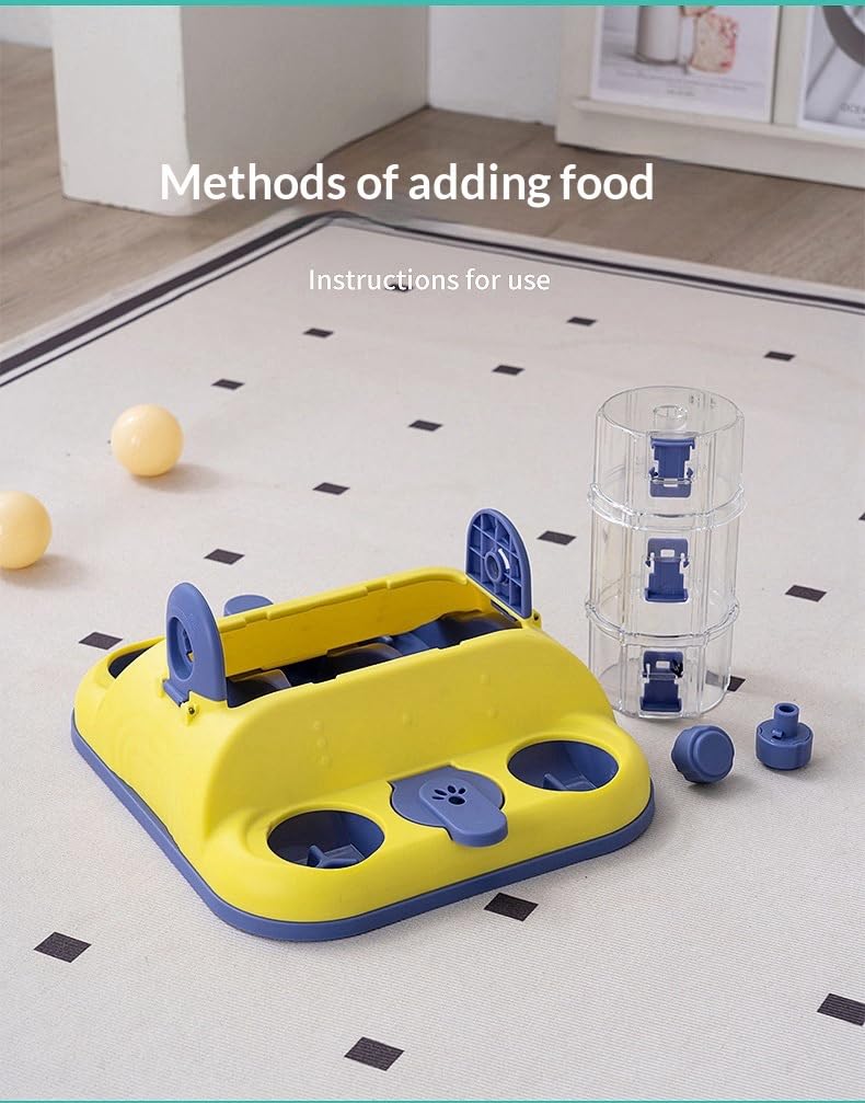 Cat Slow Feeder Bowl, Interactive Food Dispensing Cat Toy, Rolling Treat Dispenser for Indoor Cats