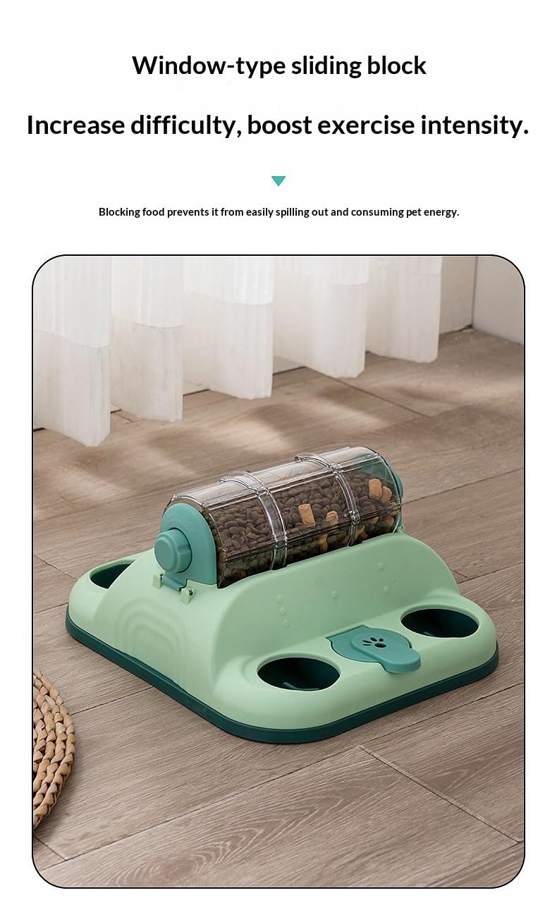 Cat Slow Feeder Bowl, Interactive Food Dispensing Cat Toy, Rolling Treat Dispenser for Indoor Cats