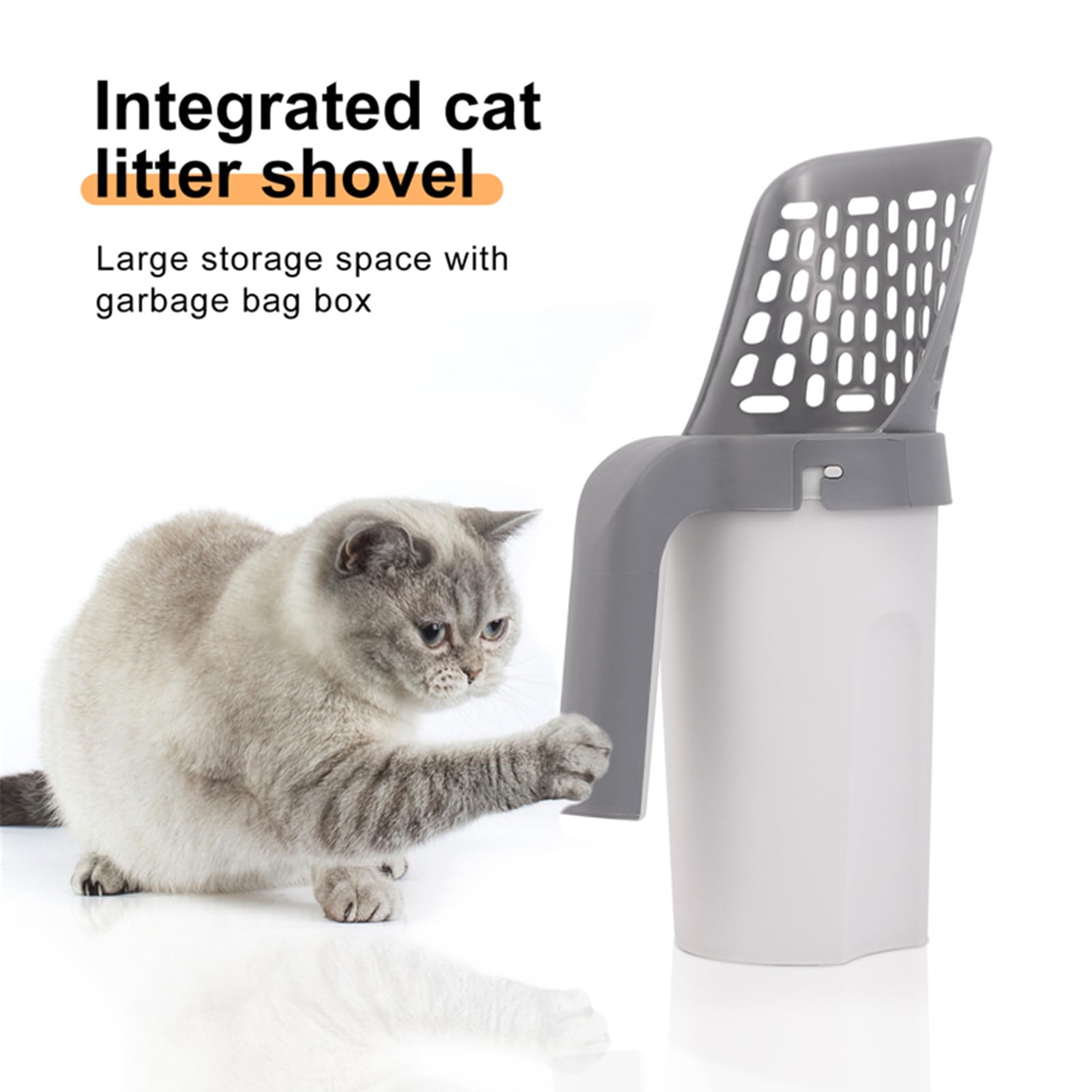 Kitty Scoop 2023 New Upgraded Cat Litter Scooper with Holder Portable & Reusable & Removable Cat Litter Scoop Holder with Litter Bag Better Experience than Before/258 (Color : 1 Set+8 Rolls Bags)