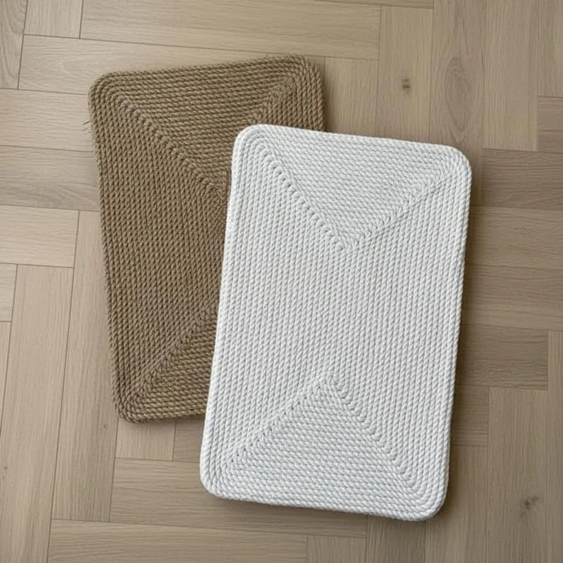 Natural Sisal Cat Scratching Pad, Wall-Mounted Cat Scratcher Mat, Durable Scratching Surface for Kittens and Cats, Protects Furniture, Beige Color