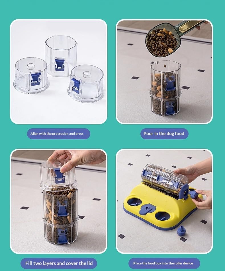 Cat Slow Feeder Bowl, Interactive Food Dispensing Cat Toy, Rolling Treat Dispenser for Indoor Cats
