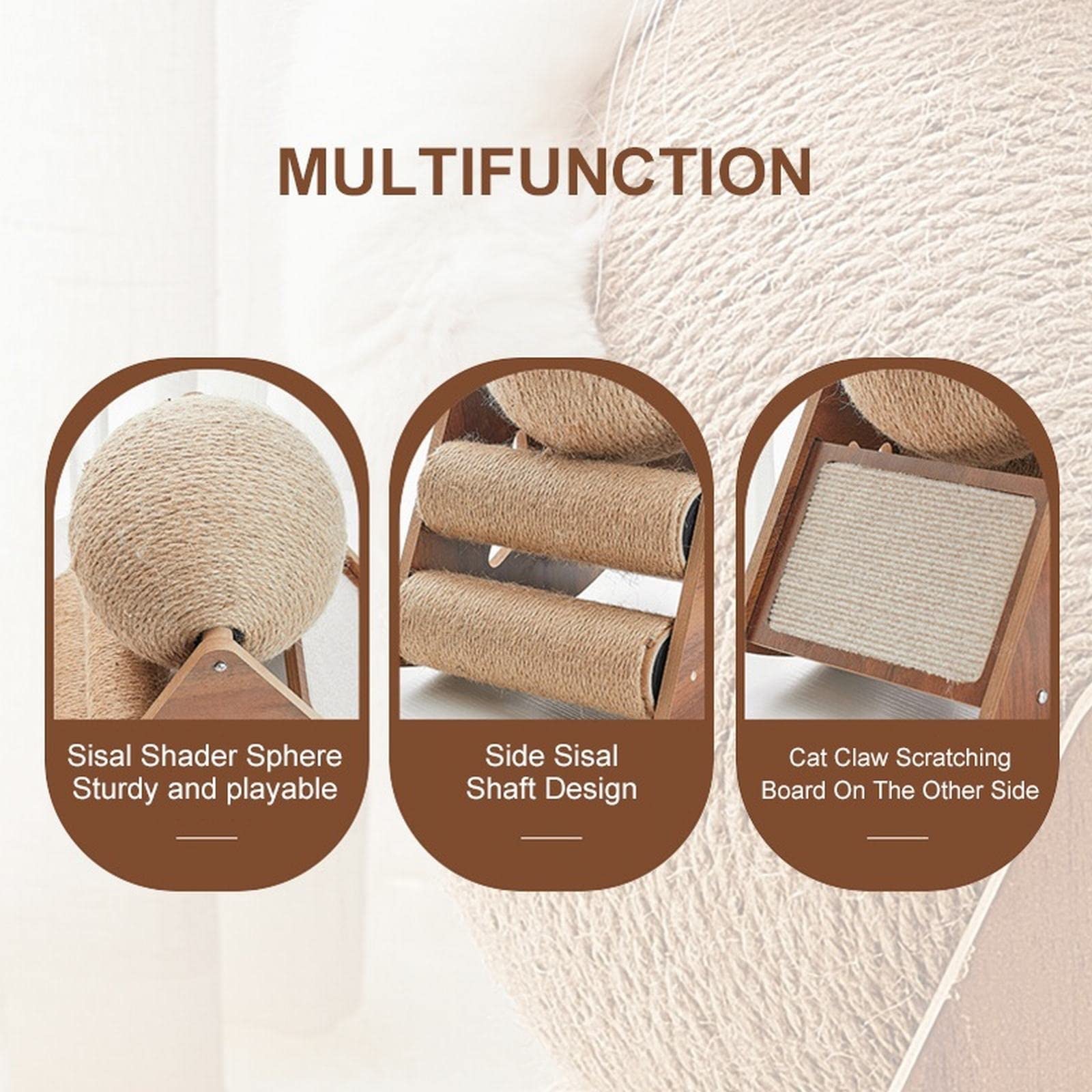 MENGKK Interactive Toys for Cats New Large Tumbler Cat Catching Ball Sisal Column Scratching Solid Wood Climbing Frame Toys Accessories