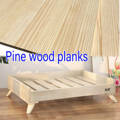 HOLGVE Elevated Wooden Pet Bed with Mattress for Dogs & Cats