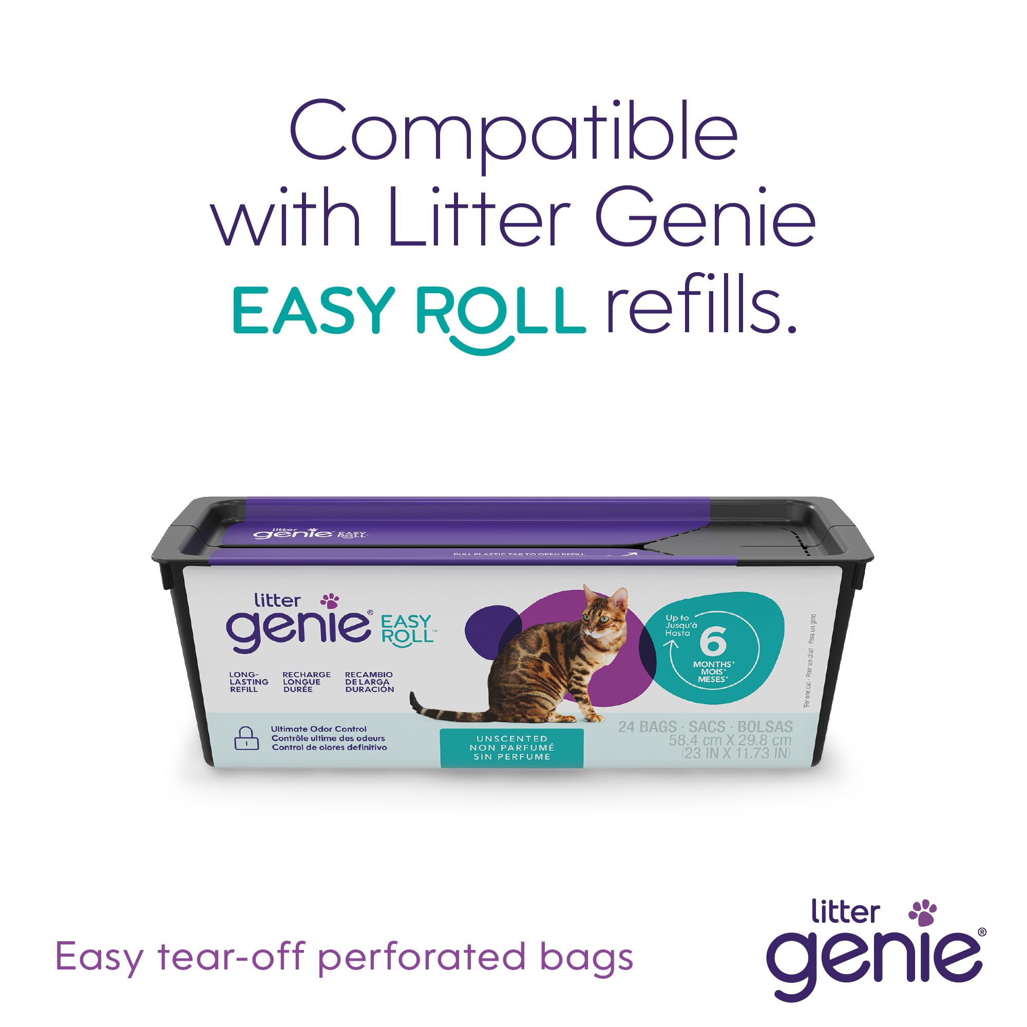 Litter Genie Easy Roll Pail Cat Litter Box Waste Disposal System