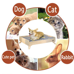 HOLGVE Elevated Wooden Pet Bed with Mattress for Dogs & Cats