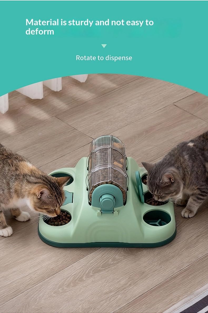 Cat Slow Feeder Bowl, Interactive Food Dispensing Cat Toy, Rolling Treat Dispenser for Indoor Cats