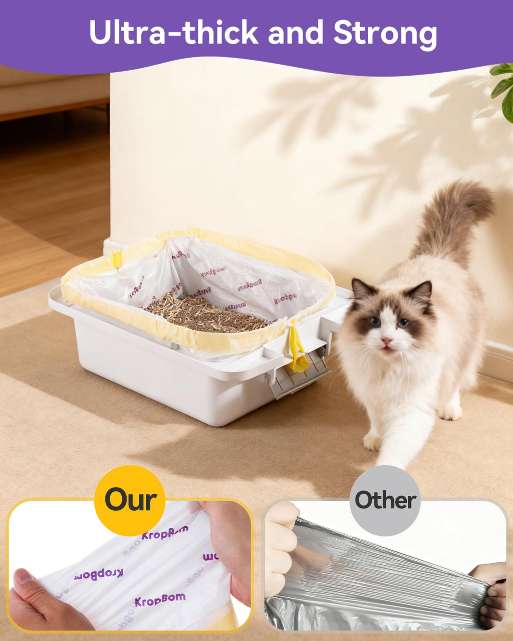 Automatic Cat Litter Box Liners Compatible with PetPivot AutoScooper 11/12 and Similar Open Top Self Cleaning Litter Box, Heavy Duty Cat Litter Bags Liners with Drawstring, 25.19" x 11.8"