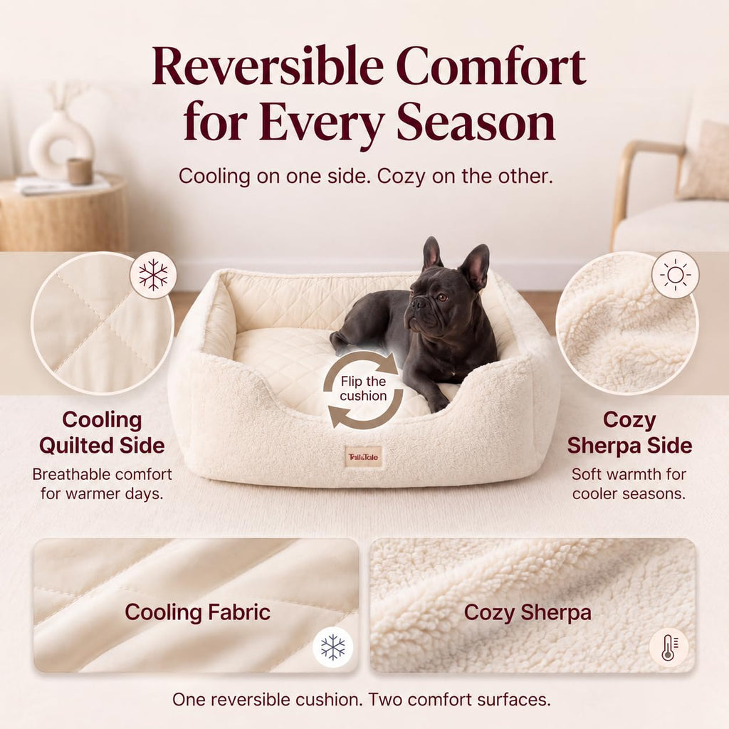 Orthopedic Dog Bed for Dogs, Puppies&Cats - Fluffy Comfort Pet Bed w/Memory Foam, Dog Pillow, Non-Slip Bottom&Durable Zipper. Cooling Crate Pad w/Chew Proof, Washable&Waterproof Cover
