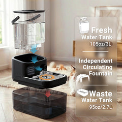 3L Wireless Filterless Cat Water Fountain with Waste Separation