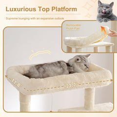 Heybly 76-Inch Heavy-Duty Cat Tree Tower for Large Cats